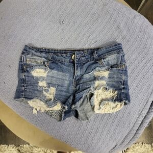Distressed Denim Shorts